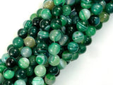 Banded Agate Beads, Green, 8mm(8.3mm)-Agate: Round & Faceted-BeadBeyond