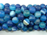 Matte Banded Agate Beads, Blue, 10mm Round Beads-Agate: Round & Faceted-BeadBeyond