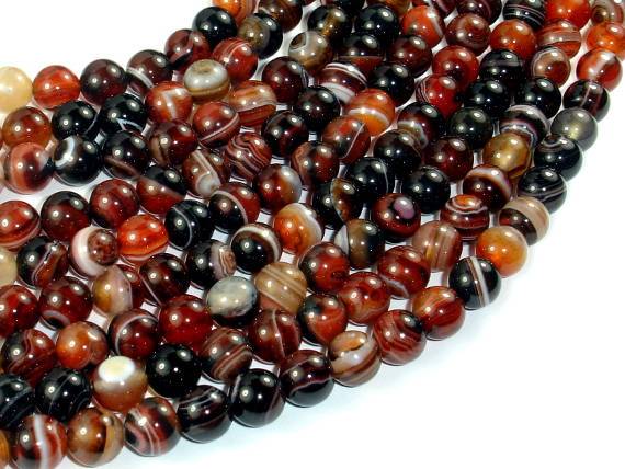 Banded Agate Beads, Sardonyx Agate Beads, 8mm(8.2mm) Round-Agate: Round & Faceted-BeadBeyond