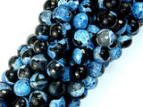 Agate Beads, Blue & Black, 8mm Faceted Round-Agate: Round & Faceted-BeadBeyond