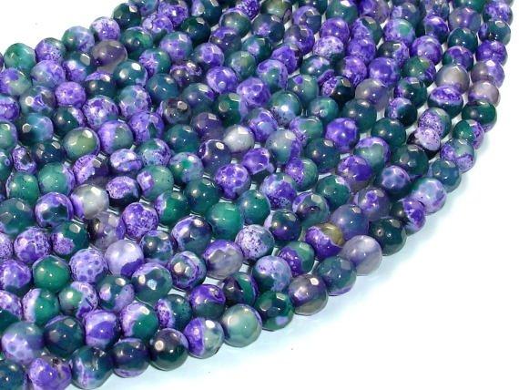 Agate Beads, Purple & Green, 6mm Faceted, 14.5 Inch-Agate: Round & Faceted-BeadBeyond