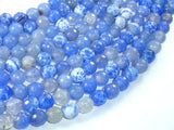 Fire Agate Beads, Blue & White, 8mm Faceted Round Beads-Agate: Round & Faceted-BeadBeyond