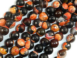 Agate Beads, Orange & Black, 8mm(8.3mm) Faceted-Agate: Round & Faceted-BeadBeyond