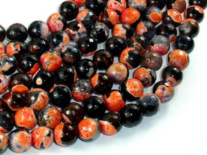 Agate Beads, Orange & Black, 10mm Faceted Round-Agate: Round & Faceted-BeadBeyond