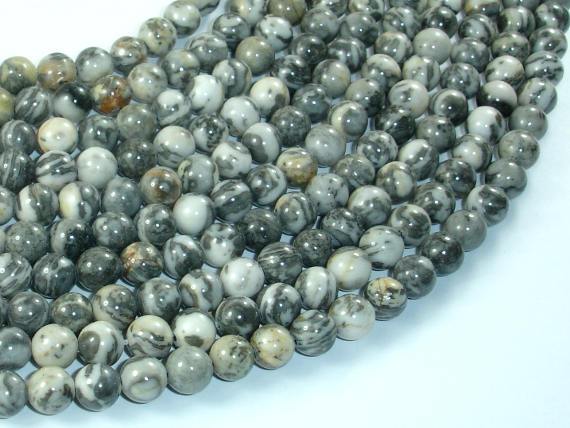 Gray Picture Jasper Beads, 6mm Round Beads-Gems: Round & Faceted-BeadBeyond