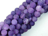 Frosted Matte Agate Beads, Purple, 10mm Round Beads-Gems: Round & Faceted-BeadBeyond