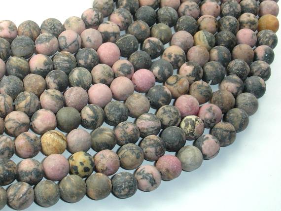 Matte Rhodonite Beads, 8mm, Round Beads-Gems: Round & Faceted-BeadBeyond