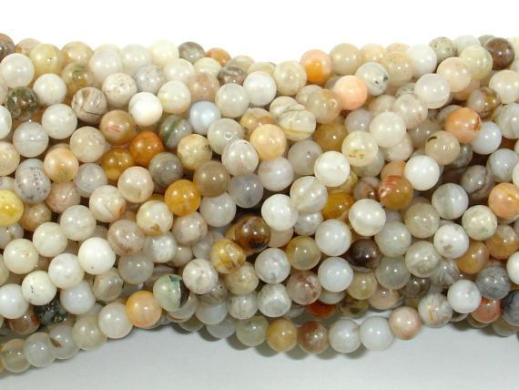 Bamboo Leaf Agate, 4mm (4.3mm) Round Beads-Gems: Round & Faceted-BeadBeyond