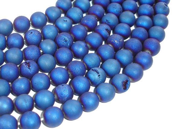 Druzy Agate Beads, Blue Geode Beads, 10mm, Round-Gems: Round & Faceted-BeadBeyond