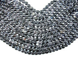 Black Crackle Agate, 10mm (9.5mm) Faceted Round Beads, 14 Inch-Agate: Round & Faceted-BeadBeyond