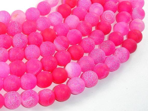 Frosted Matte Agate Beads, Pink, 10mm Round-Agate: Round & Faceted-BeadBeyond
