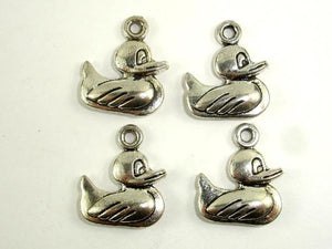 Duck Charms, Zinc Alloy, Antique Silver Tone 10pcs-Metal Findings & Charms-BeadBeyond