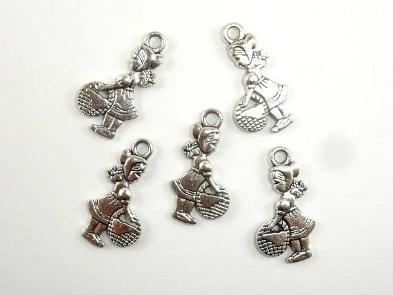 Girl Charms, Zinc Alloy, Antique Silver Tone 20pcs-Metal Findings & Charms-BeadBeyond