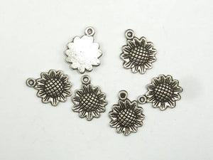 Sunflower Charms, Zinc Alloy, Antique Silver Tone-Metal Findings & Charms-BeadBeyond