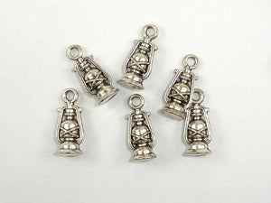 Oil Lamp Charms, Lantern Charms, Zinc Alloy, Antique Silver Tone 20pcs-Metal Findings & Charms-BeadBeyond