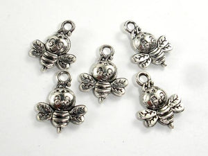 Honey Bee Charms, Zinc Alloy, Antique Silver Tone 20pcs-Metal Findings & Charms-BeadBeyond
