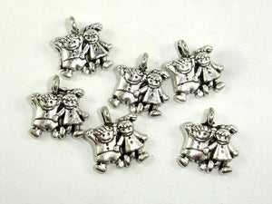 Girl and Boy Charms, Zinc Alloy, Antique Silver Tone 20pcs-Metal Findings & Charms-BeadBeyond