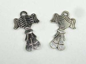 Girl Charms, Girl Pendant, Zinc Alloy, Antique Silver Tone 5pcs-Metal Findings & Charms-BeadBeyond