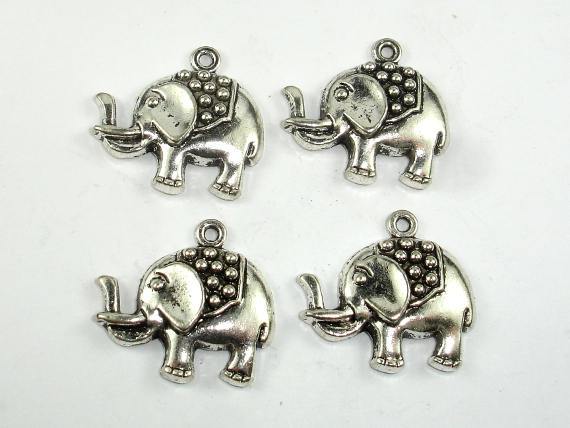 Elephant Charms, Elephant Pendant, Zinc Alloy, Antique Silver Tone 5pcs-Metal Findings & Charms-BeadBeyond