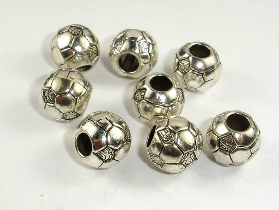 Metal Beads, Metal Spacer, Large Hole Round Spacer, Zinc Alloy 6pcs-Metal Findings & Charms-BeadBeyond