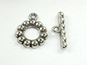 Metal Toggle Clasps , Antique Silver Tone, Ring, 6 sets-Metal Findings & Charms-BeadBeyond