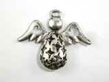 Metal Charms - Angel Pendant, Zinc Alloy, Antique Silver Tone, 2pcs-Metal Findings & Charms-BeadBeyond