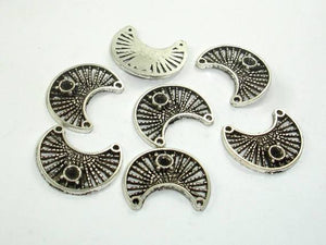 Metal Moon Connector Links, Zinc Alloy, Antique Silver Tone 50pcs-Metal Findings & Charms-BeadBeyond