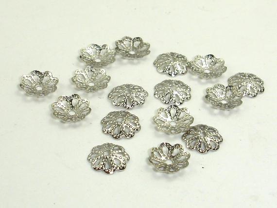 Bead Caps, Rhodium Plated Jewelry findings 6mm, 300 pcs-Metal Findings & Charms-BeadBeyond