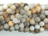 Matte Bamboo Leaf Agate, 8mm Round Beads-Gems: Round & Faceted-BeadBeyond
