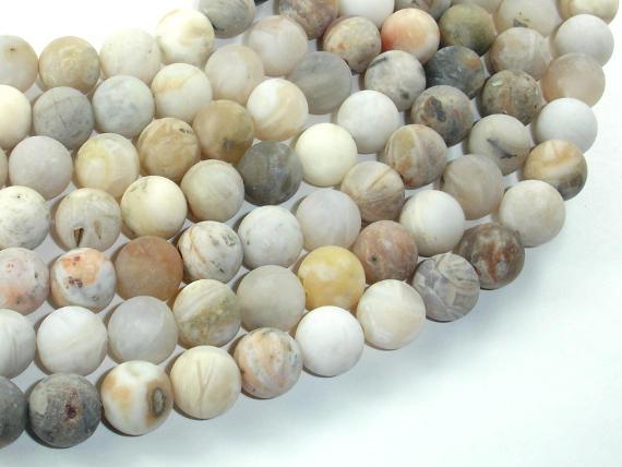 Matte Bamboo Leaf Agate, 10mm Round Beads-Gems: Round & Faceted-BeadBeyond