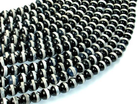 Black Onyx Beads, with White Line, 6mm Round Beads-Gems: Round & Faceted-BeadBeyond