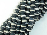 Matte Black Onyx Beads, with White Line, 8mm Round Beads-Gems: Round & Faceted-BeadBeyond