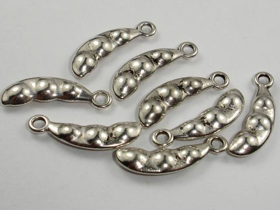 Pea Charms, Zinc Alloy, Antique Silver Tone 30pcs-Metal Findings & Charms-BeadBeyond