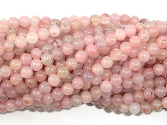 Rhodonite Beads, Light Pink, 4mm, Round Beads-Gems: Round & Faceted-BeadBeyond