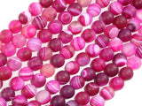 Matte Banded Agate Beads, Fuchsia Agate, 8mm Round Beads-Agate: Round & Faceted-BeadBeyond