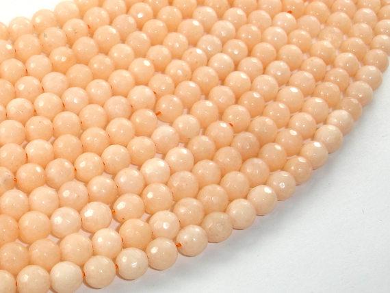 Jade Beads, Peach, 6mm Faceted Round-Gems: Round & Faceted-BeadBeyond