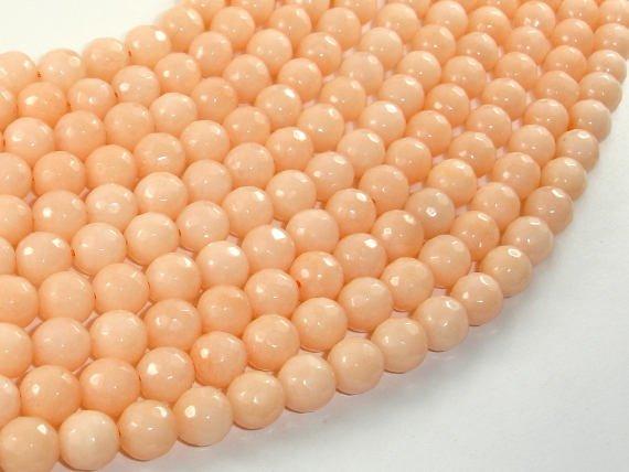 Jade Beads, Peach, 8mm Faceted Round-Gems: Round & Faceted-BeadBeyond