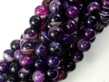 Banded Agate Beads, Purple, 10mm(10.3mm) Round-Agate: Round & Faceted-BeadBeyond