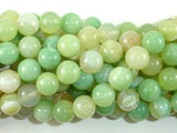 Banded Agate Beads, Light Green, 10mm(10.4mm)-Agate: Round & Faceted-BeadBeyond