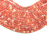 Matte Banded Agate Beads, Red & Orange, 8mm Round Beads-Agate: Round & Faceted-BeadBeyond
