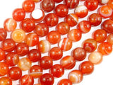 Banded Agate Beads, Red & Orange, 10mm-Agate: Round & Faceted-BeadBeyond
