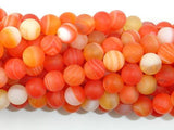 Matte Banded Agate Beads, Orange, 8mm Round Beads-Agate: Round & Faceted-BeadBeyond