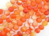 Matte Banded Agate Beads, Orange, 8mm Round Beads-Agate: Round & Faceted-BeadBeyond
