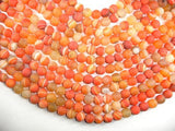 Matte Banded Agate Beads, Orange, 10mm Round Beads-Agate: Round & Faceted-BeadBeyond