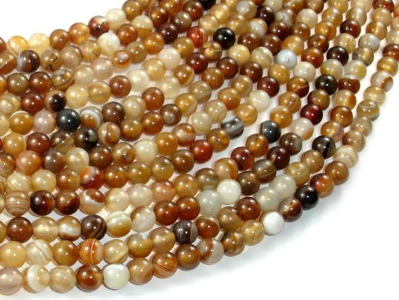 Banded Agate Beads, Brown, 6mm(6.3mm) Round-Agate: Round & Faceted-BeadBeyond
