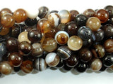 Banded Agate Beads, Brown, 10mm(10.5mm) Round Beads-Agate: Round & Faceted-BeadBeyond