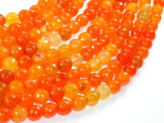 Dragon Vein Agate Beads, Orange, 8mm Faceted Round Beads-Agate: Round & Faceted-BeadBeyond