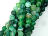 Matte Banded Agate Beads, Green, 8mm Round Beads-Agate: Round & Faceted-BeadBeyond