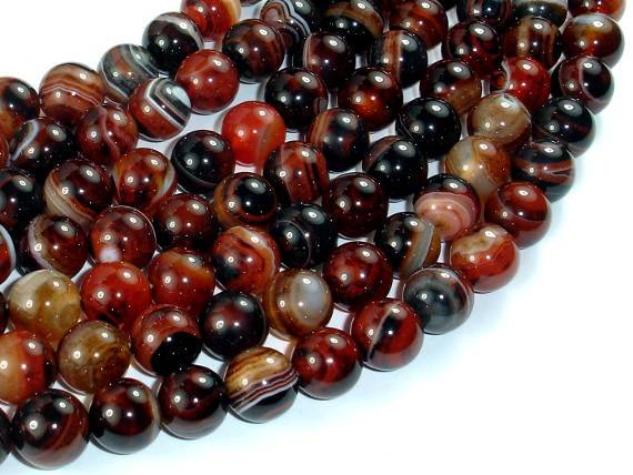 Banded Agate Beads, Sardonyx Agate Beads, 10mm(10.2mm) Round-Agate: Round & Faceted-BeadBeyond