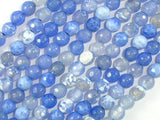 Fire Agate Beads, Blue & White, 6mm Faceted Round Beads-Agate: Round & Faceted-BeadBeyond